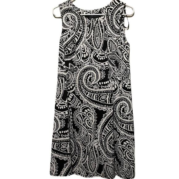 AB Studio Patterned Sleeveless‎ Black & White Dress - Picture 1 of 7
